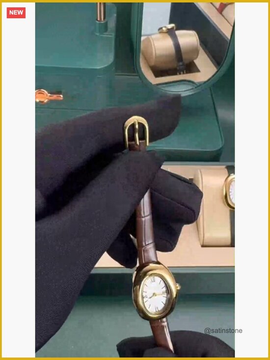 Elegant 24mm Oval Dial Bangle Watch - Quartz Wristwatch with Leather Band main image 5